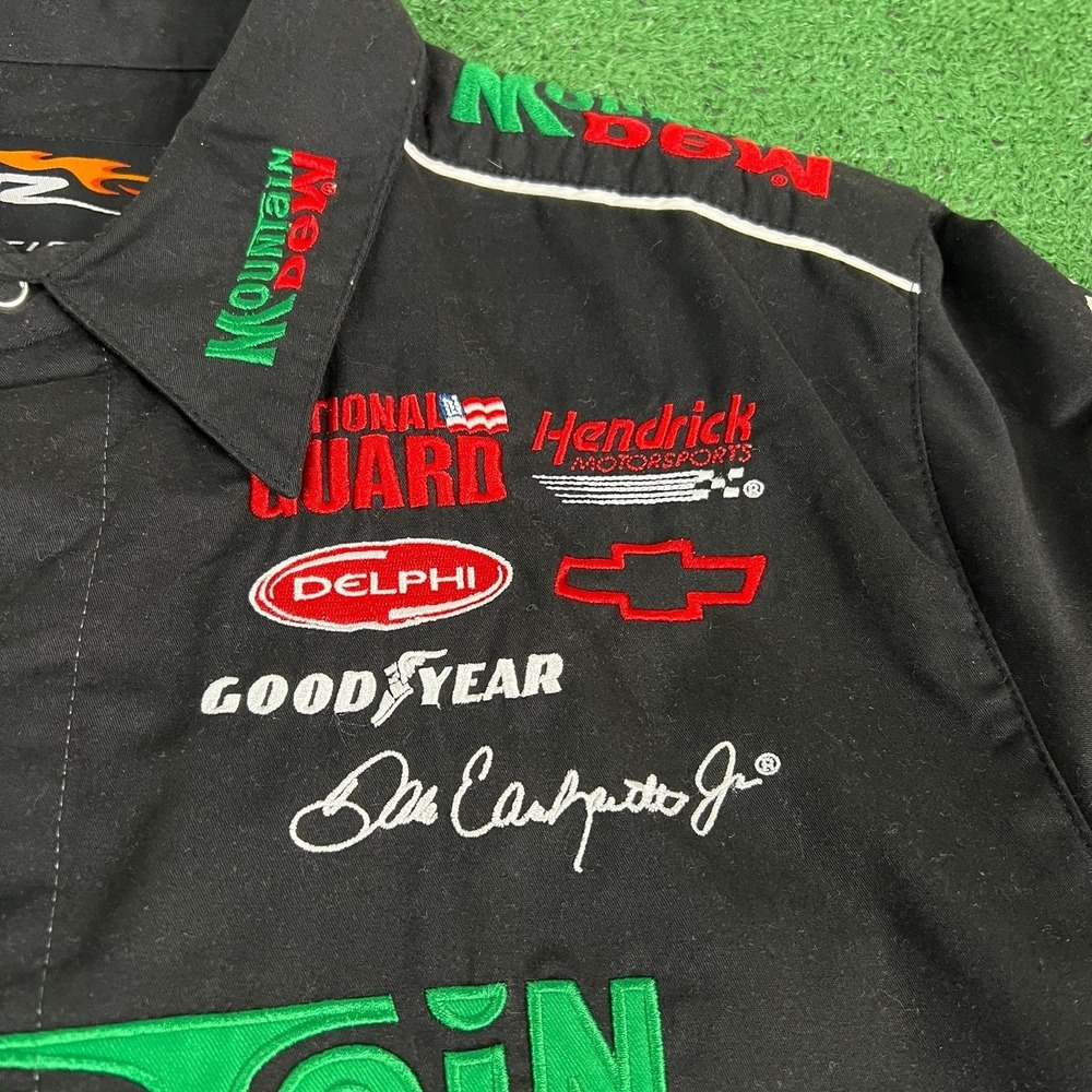 RARE Vintage NASCAR Mountain Dew Dale Jr Racing Button Up Shirt (Size - X Large) - Picture 5 of 12